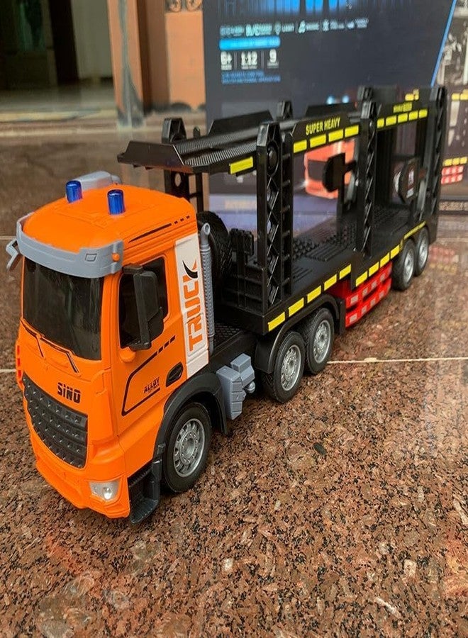 JOYJAY RC Trailer Truck, Remote Control Transporter Car with Metal Carrier, Real Lights & Alloy Construction Vehicles for Kids - Image 2